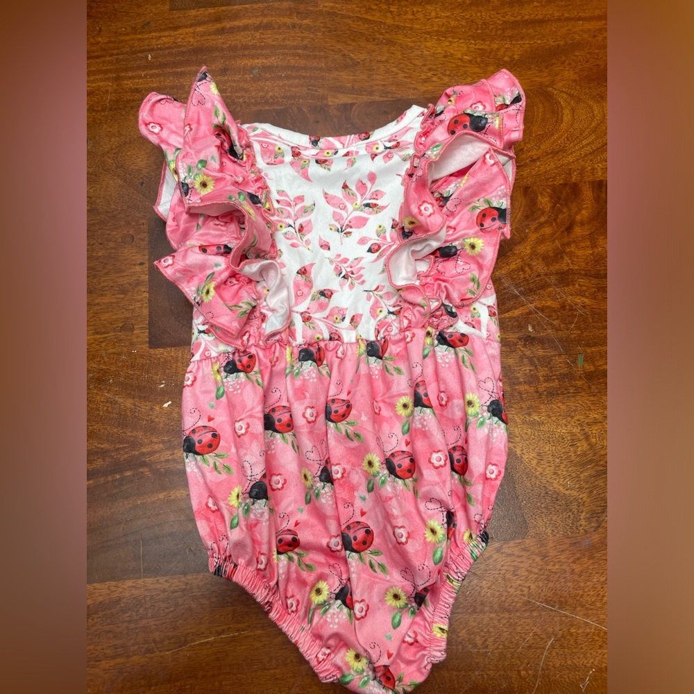 Pete Lucy pink and white ladybug romper size 18 to 24 months